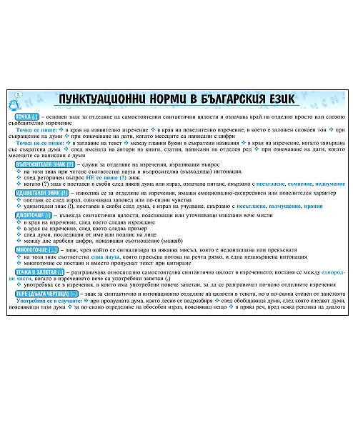 Пунктуационни норми в българския език - Учебна таблица