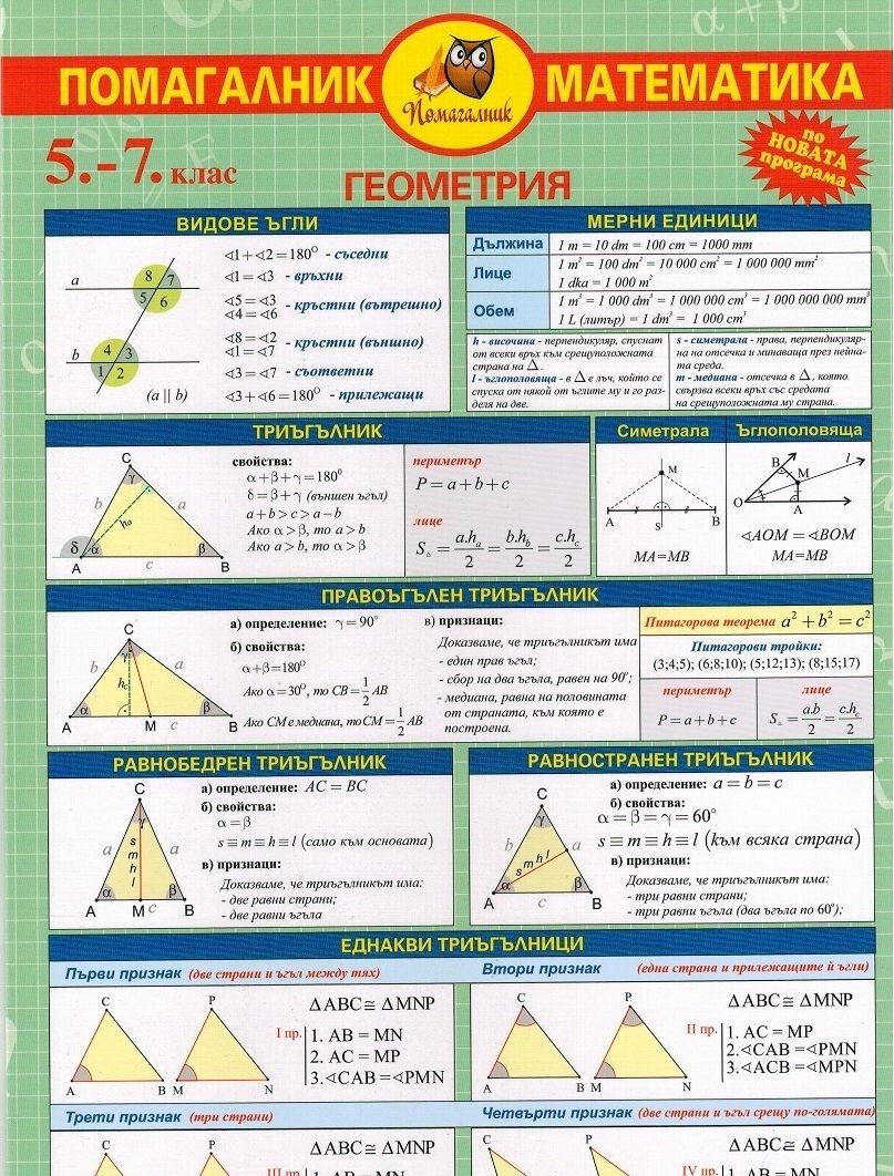 Помагалник по математика - 5. - 7. клас