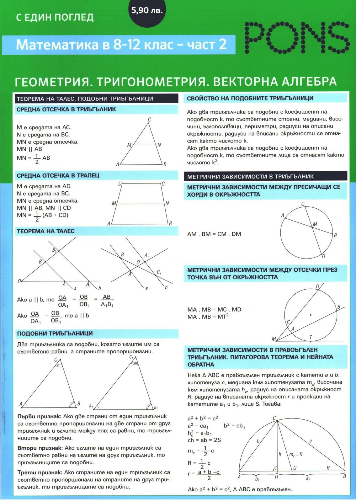 Математика с един поглед - Геометрия в 8-12. клас
