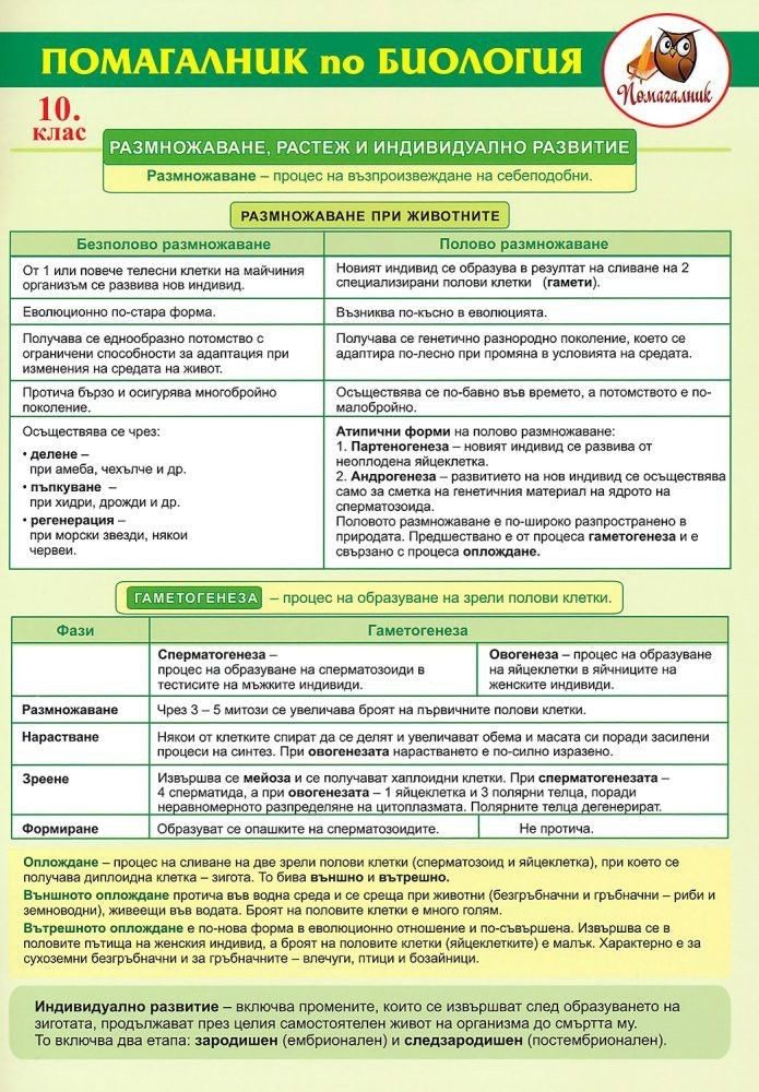 Помагалник по биология за 10. клас