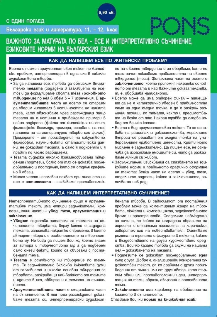 Български език и литературата с един поглед 11 - 12. клас