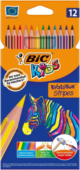Цветни моливи BIC Evolution STRIPES, 12 цвята
