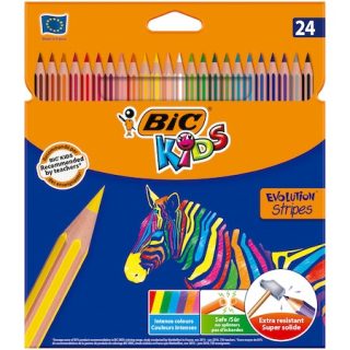 Цветни моливи BIC Evolution STRIPES, 24 цвята