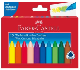 Пастели Faber-Castell Triangular, восъчни, 12 цвята