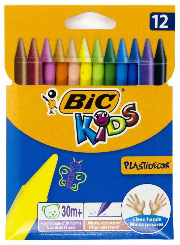Пастели BIC Kids PLASTIDECOR, 12 цвята