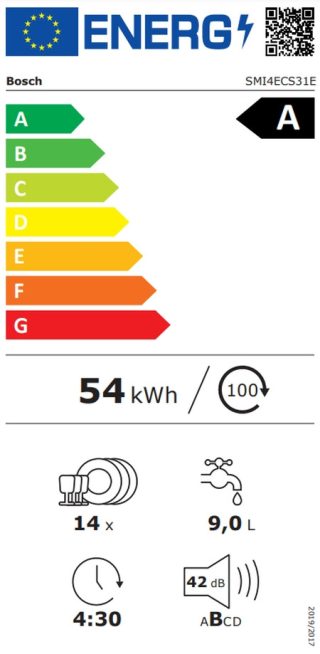 Съдомиялна Bosch SMI4ECS31E SER4 Semi-integrated dishwasher