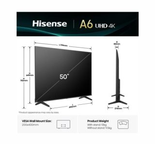 Телевизор Hisense 50" A6Q, 4K Ultra HD 3840x2160, DLED