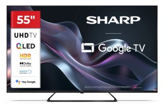 Телевизор Sharp 55HP6265E, 55" QLED Google TV, 4K Ultra HD 3840x2160 Frameless