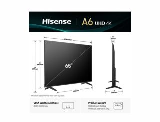 Телевизор Hisense 65" A6Q, 4K Ultra HD 3840x2160, DLED,  Smart TV