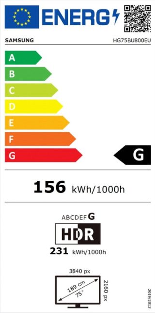 Телевизор Samsung Hotel TV HG75BU800 75" 4K UHD LED Hotel TV, SMART, 3xHDMI, 2xUSB, WiFi 5, Black