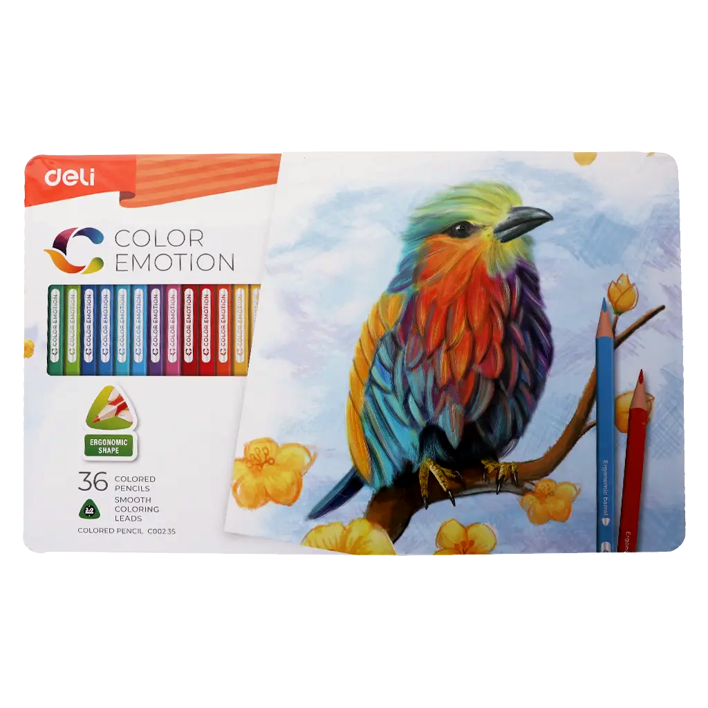Цветни моливи DELI Color Emotion, метална кутия, 36 цвята