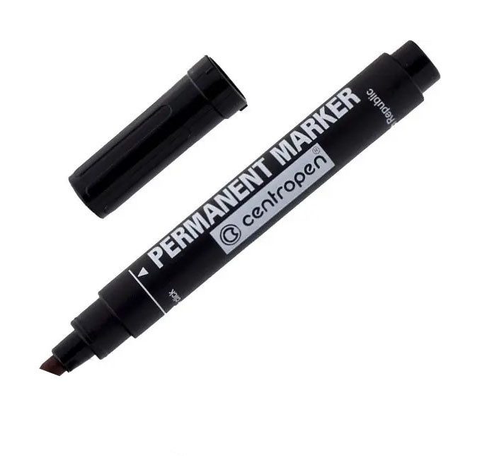 Перманентен маркер Centropen 8576, скосен връх, черен
