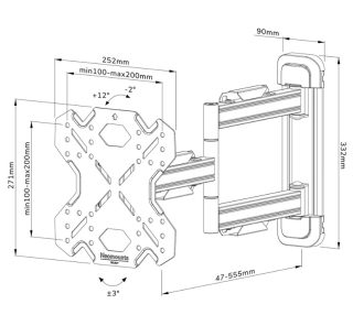 Стойка Neomounts Select Screen Wall Mount full motion 3 pivots VESA 200x200