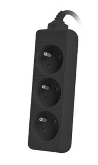 Разклонител Lanberg power strip 3m, 3 sockets, french quality-grade copper cable, black