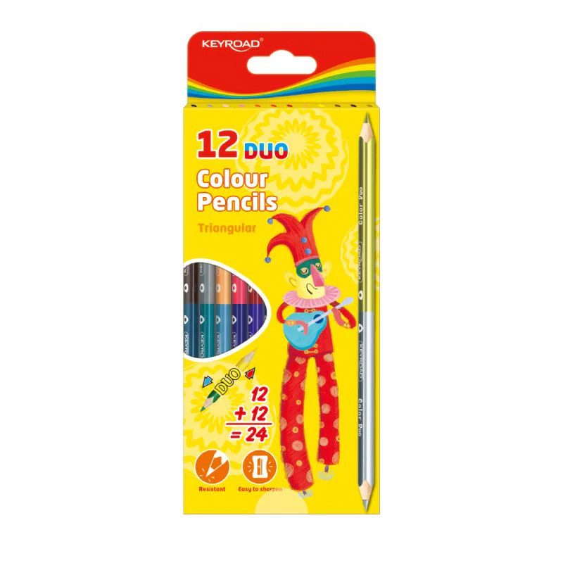 Цветни моливи Keyroad Duo 12 броя, 24 цвята, KR971281