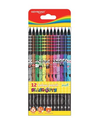 Цветни моливи Keyroad Black -Cute Animal 12 цвята,  KR972515