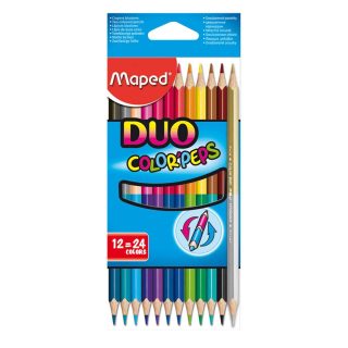 Цветни моливи Maped DUO 12 броя, 24 цвята