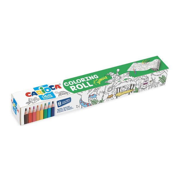 Цветни моливи Carioca 8 цвята, комплект Coloring Roll - Jungle