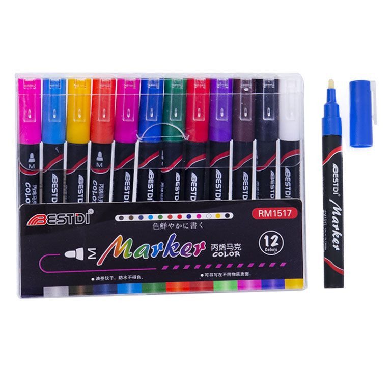 АКРИЛНИ Маркери 12 цвята К-Т BESTDI RM1517