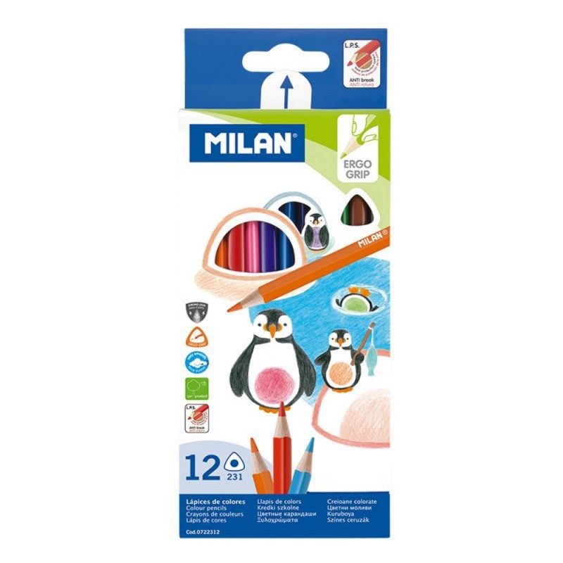 Цветни моливи MILAN 12 цвята, триъгълни