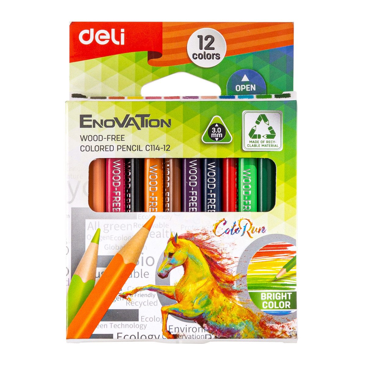 Цветни моливи Deli Enovation 12 цвята, къси
