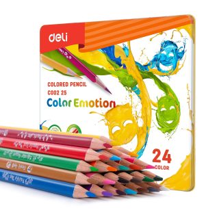 Цветни моливи Deli Color Emotion 24 цвята, метална кутия