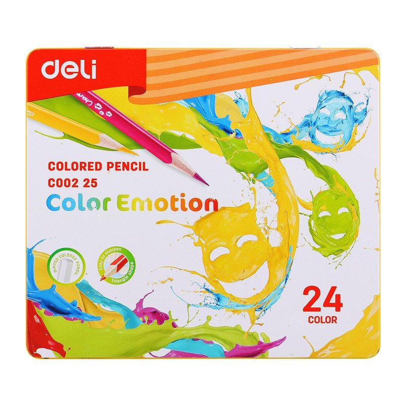 Цветни моливи Deli Color Emotion 24 цвята, метална кутия