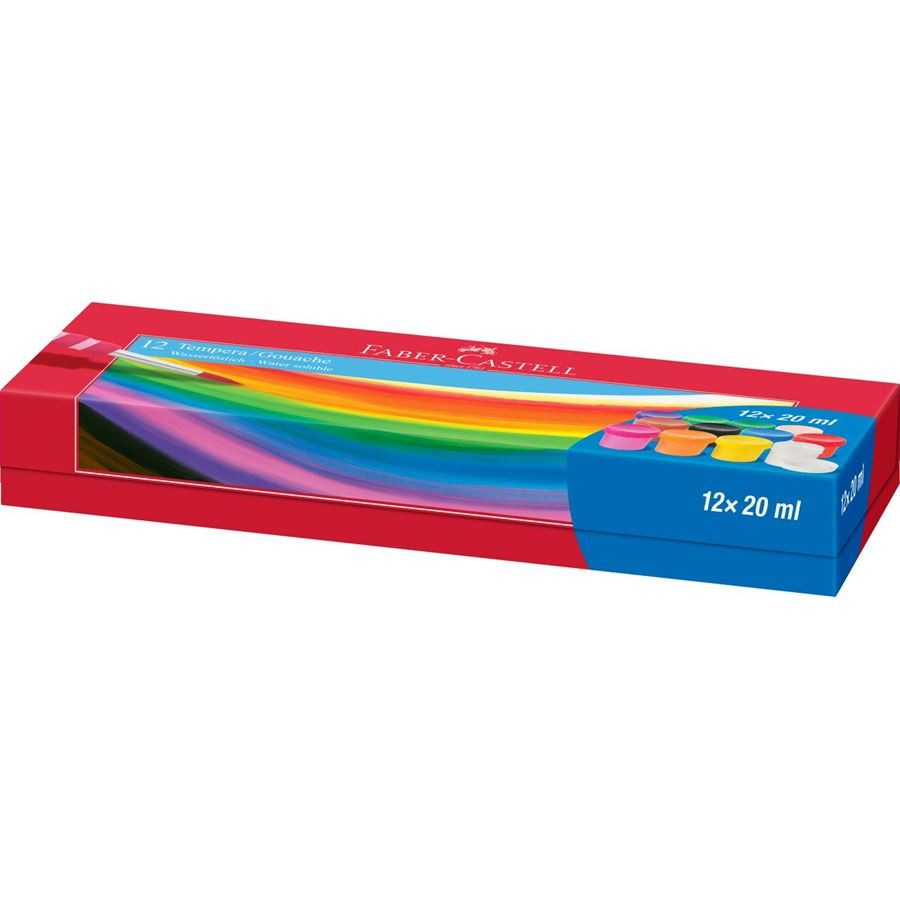 Темперни бои Faber-Castell 12 цвята, 20 мл.