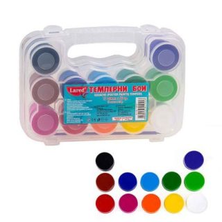 Темперни бои в куфарче lared 12 цвята, 20 гр.
