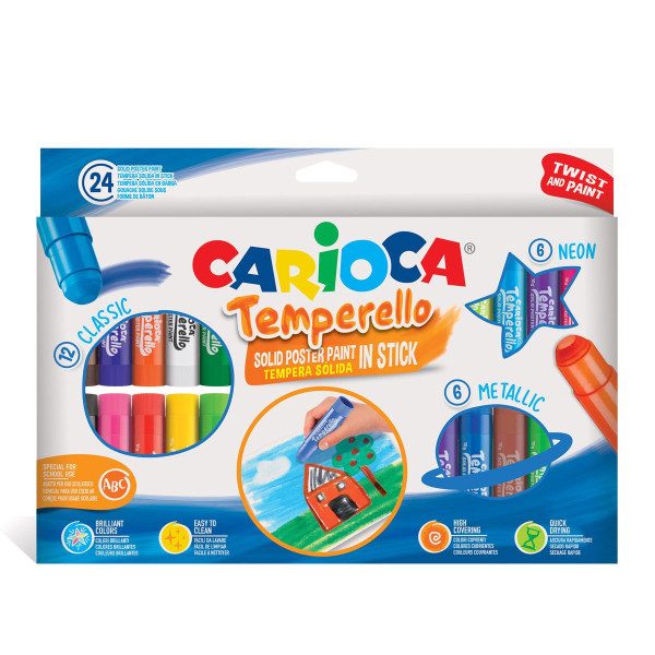 Темперни бои стик Carioca Temperello 24 цвята