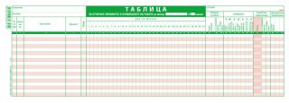 Таблица за явяване на работа 18-редова, офсетова хартия