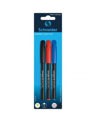 Тънкописец Schneider Topliner  967, 3 цвята, блистер