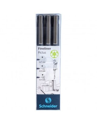 Тънкописец Schneider Pictus, комплект 3 броя, 0.3, 0.5 и 0.7 мм, черен