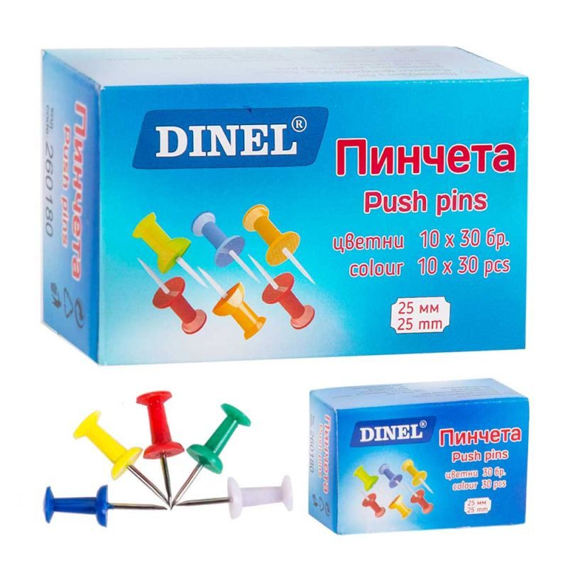 Пинчета за коркова дъска 30бр. Dinel