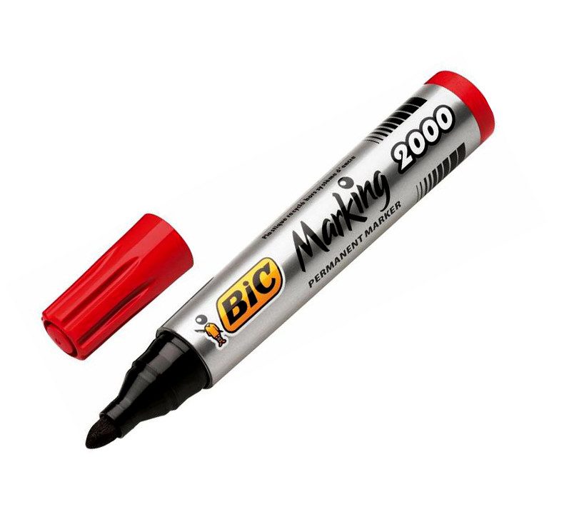 Перманентен маркер BIC Marking 2000, объл връх, червен