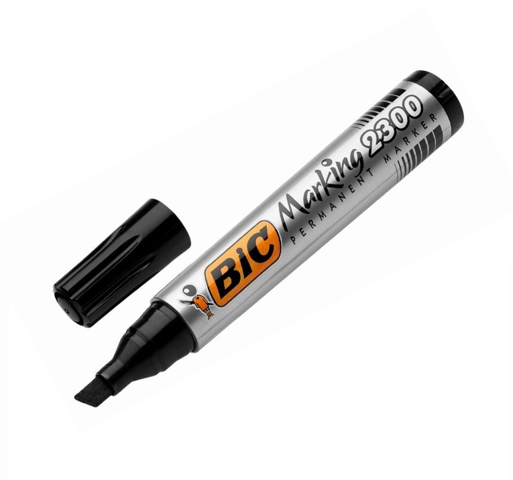 Перманентен маркер BIC Marking 2300, скосен връх, черен
