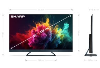 Телевизор Sharp 55FQ8EG, 55" QLED GOOGLE TV, 4K 144Hz Quantum Dot 3840x2160 Aluminium Slim Frameless