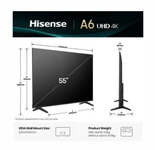 Hisense 55" A6Q 4K Ultra HD 3840x2160, DLED