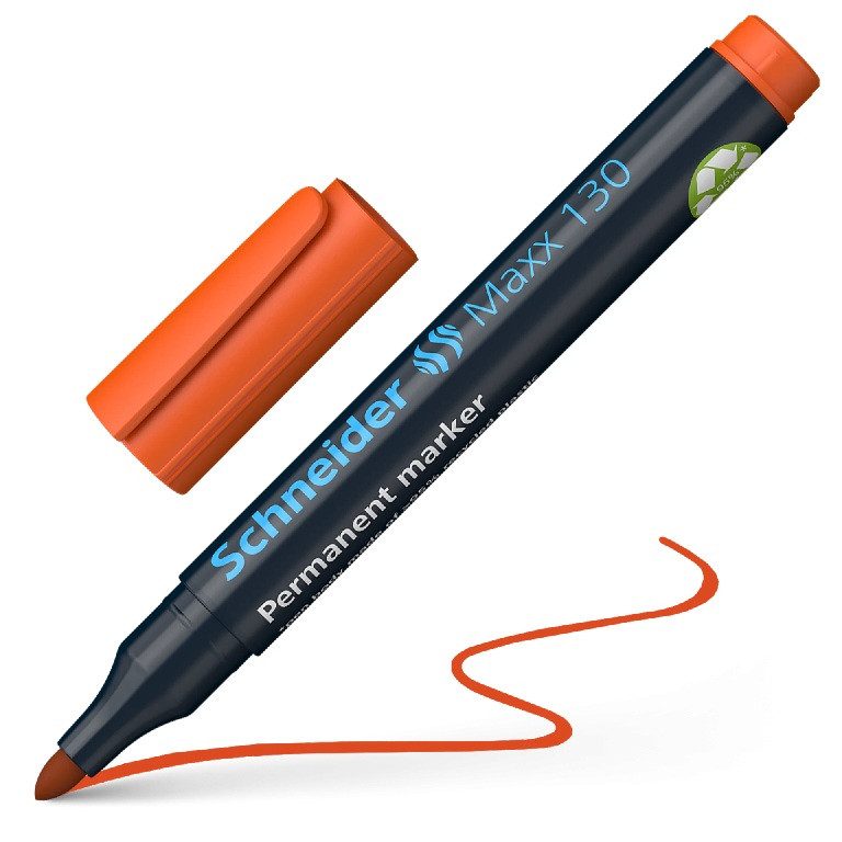 Перманентен маркер Schneider Maxx 130, объл връх, 3 мм, оранжев