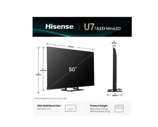 Телевизор Hisense 50" U7Q 4K Ultra HD 3840x2160, ULED