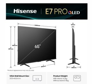 Телевизор Hisense 65" E7Q Pro 4K Ultra HD 3840x2160, QLED