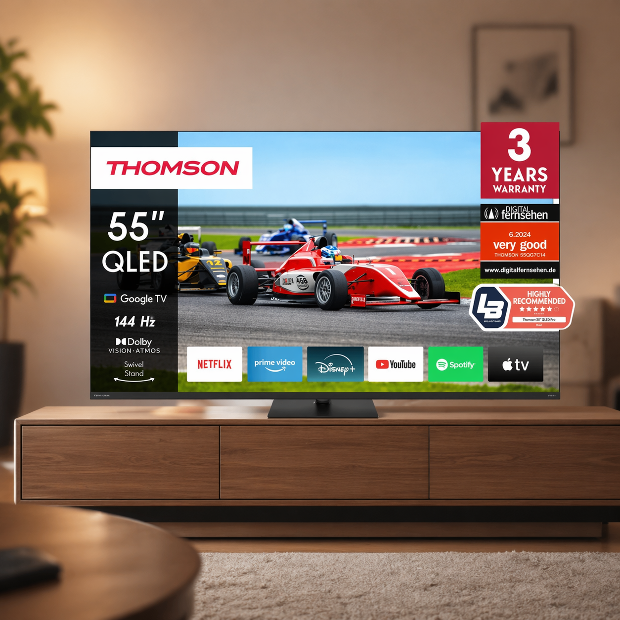 Телевизор Thomson Smart QLED Pro TV 55" Google TV, 3840 x 2160