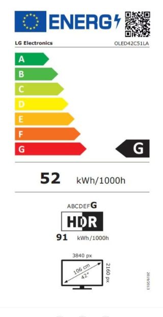 Телевизор LG OLED42C51LA, 42" UHD OLED evo, 4K 3840x2160