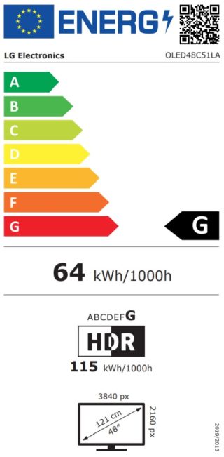 Телевизор LG OLED48C51LA, 48" UHD OLED evo, 4K 3840 x 2160