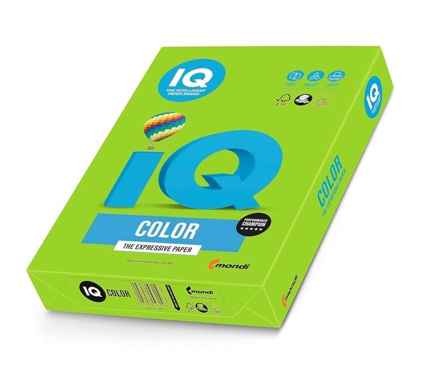 Цветна хартия MONDI IQ Color A4 500 л. 80 г/м² MA42 ярко зелен