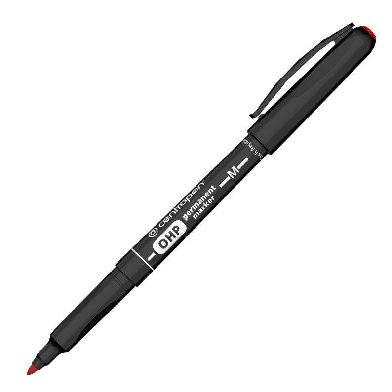Перманентен маркер Centropen 2637 OHP M 1 мм, червен