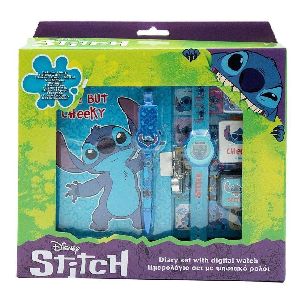 Комплект таен дневник с катинар и часовник Stitch