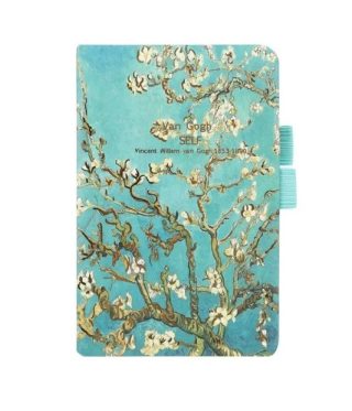 Тефтер с ластик за химикал 11/16 см Van Gogh - Almond Blossoms - 6500-8
