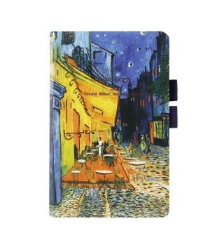 Тефтер с ластик за химикал 11/16 см Van Gogh - Café Terrace at Night - 6500-8