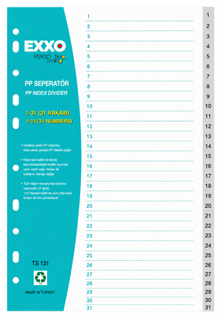 Разделители PVC EXXO цифри 1-31